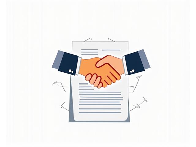Illustration of two hands shaking over legal documents, symbolizing dispute resolution and agreement.