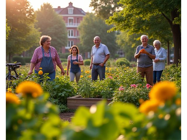 Bloeiende buurttuin in een Nederlandse stadswijk