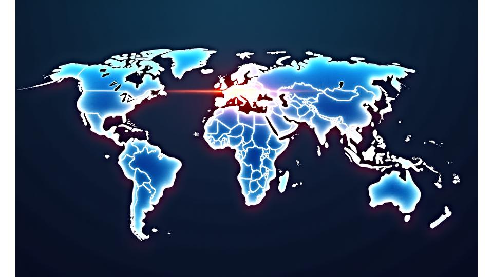 Wereldkaart met geanimeerde handelsstromen en marktkansen voor Nederlandse e-commerce bedrijven, met focus op belangrijke exportregio's.
