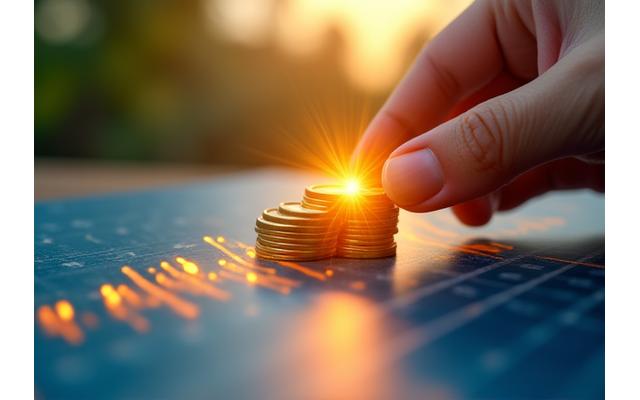 Financiële grafiek en hand die geld investeert
