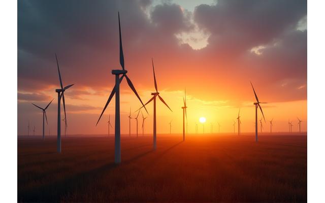 Windmolens bij zonsopgang