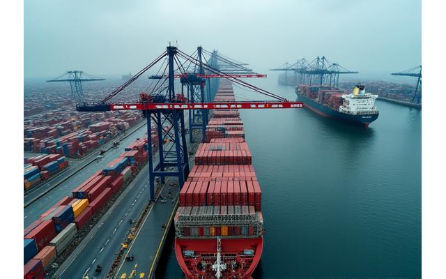 Grote containerhaven, logistiek en scheepvaart