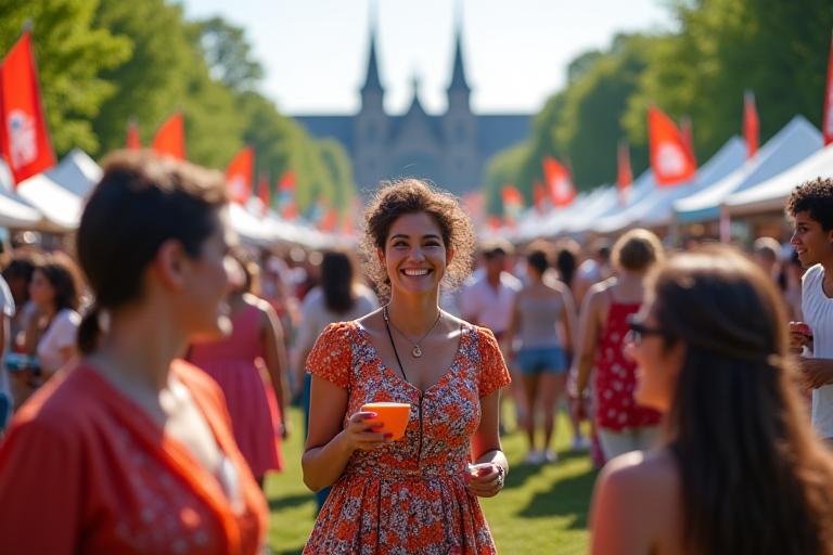Mensen van verschillende etniciteiten vieren samen op een multicultureel festival in Nederland