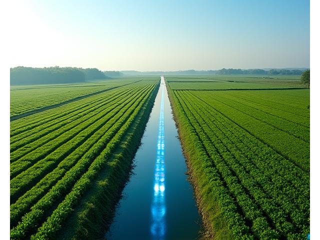 Een innovatieve, duurzame boerderij in de Nederlandse polder, waar precisielandbouw wordt toegepast.