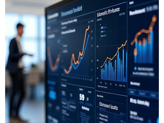 Financiële grafieken en KPI's op een digitaal dashboard die de prestaties van loyaliteitsprogramma's weergeven