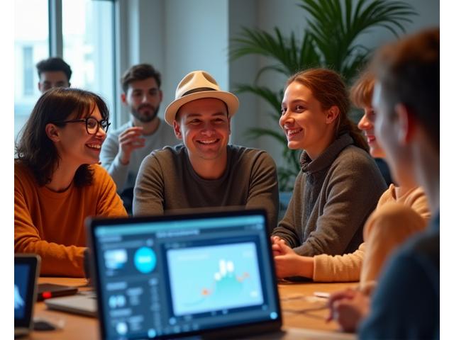 Groep jonge Nederlandse content creators die samenwerken aan digitale projecten