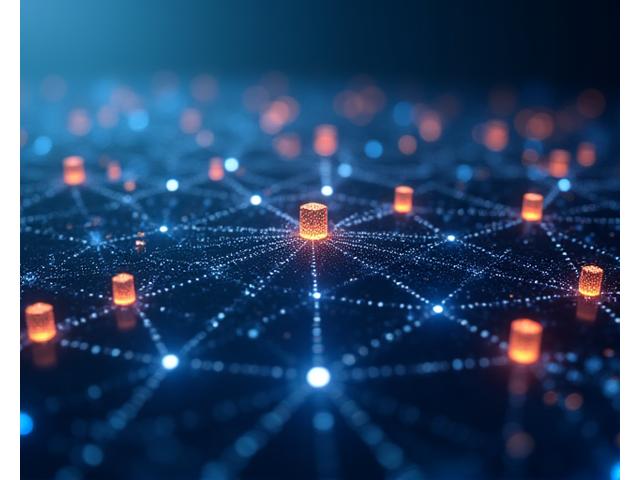 Abstracte visualisatie van dataflow en advertentietargeting op een gloeiend netwerk