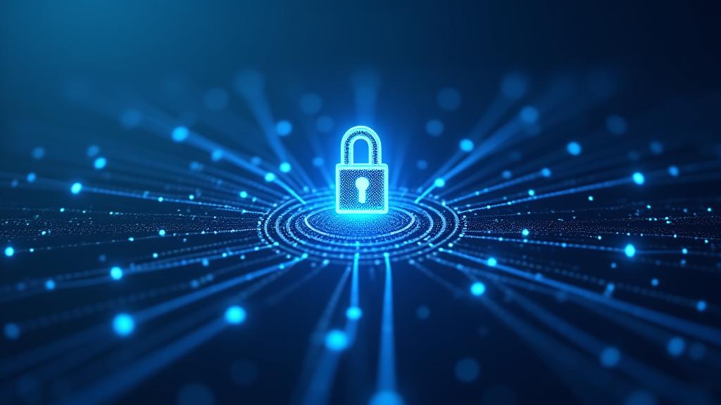 Abstracte weergave van digitale privacybescherming, met vergrendelde gegevens en beveiligingssymbolen die de Nederlandse regelgeving en gebruikersrechten benadrukken.