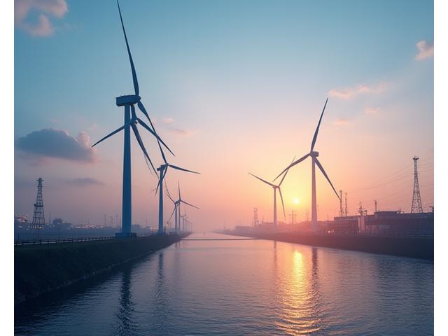 Groningen Eemshaven met windmolens