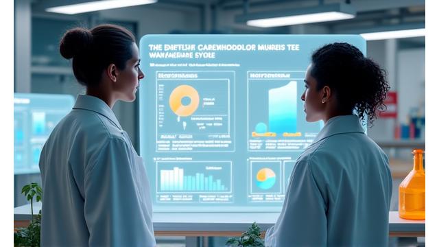 Wetenschappers in een modern laboratorium die werken aan materialen voor de circulaire economie