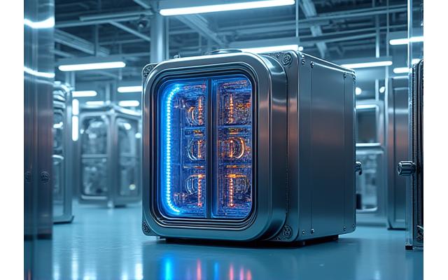 Geavanceerd uitziende opstelling van een kwantumcomputer in een laboratoriumomgeving