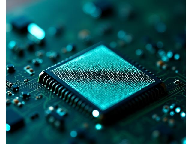 Een close-up van een geavanceerde microchip op een printplaat, symbool voor technische innovatie